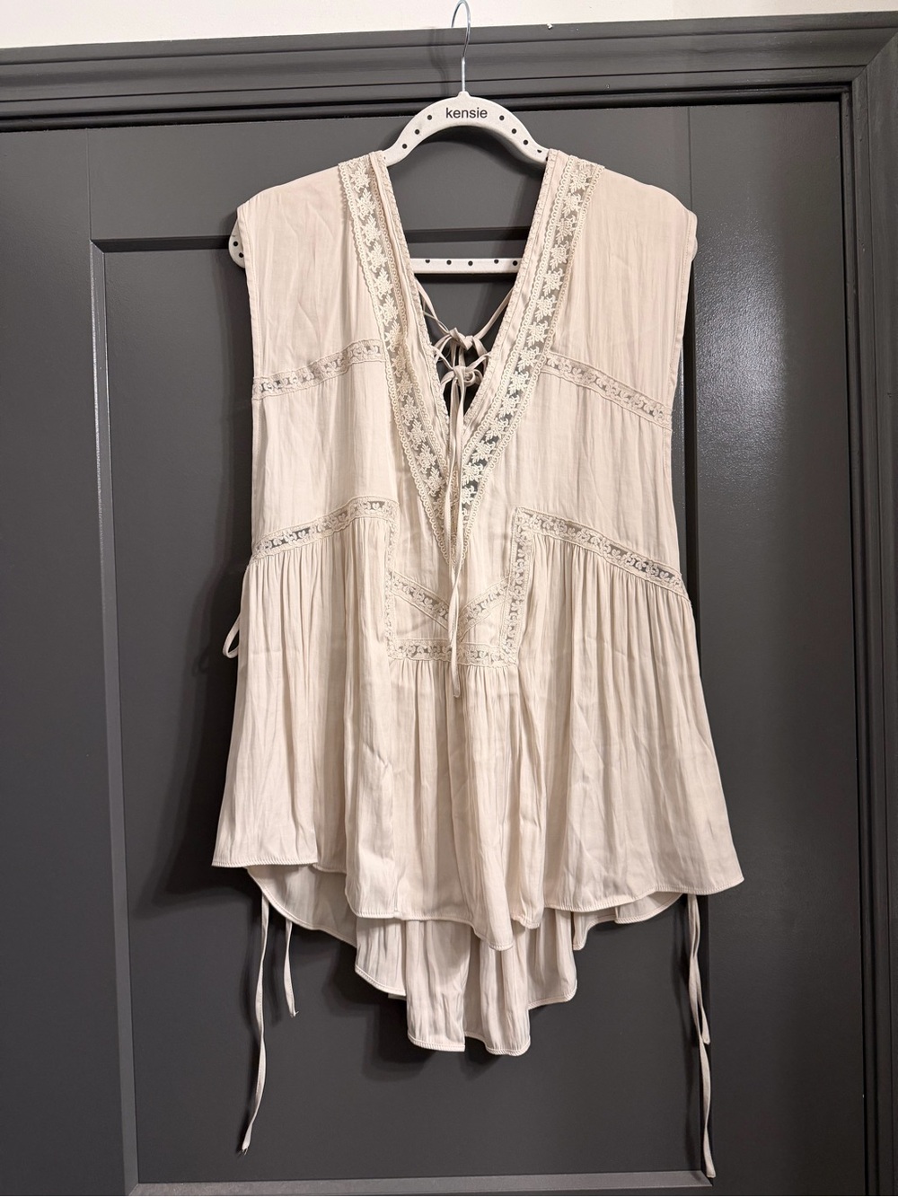 Free People Satin Embroidered Boho Top